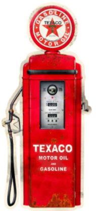 10.25”x23.5 - TEXACO PUMP - SHAPED AND EMBOSSED METAL SIGN - (2 PC PREPACK - $9.00 EACH)