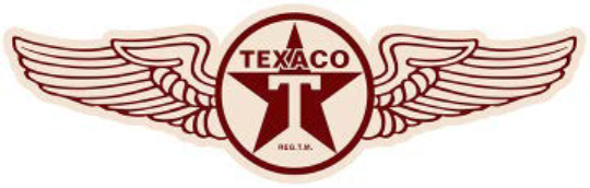 28”x8.75” - TEXACO WINGS - SHAPED AND EMBOSSED METAL SIGN - (2 PC PREPACK - $9.00 EACH)