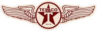 Thumbnail for 28”x8.75” - TEXACO WINGS - SHAPED AND EMBOSSED METAL SIGN - (2 PC PREPACK - $9.00 EACH)