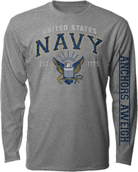 Thumbnail for Navy Vintage Block Long Sleeve L/S T-Shirt