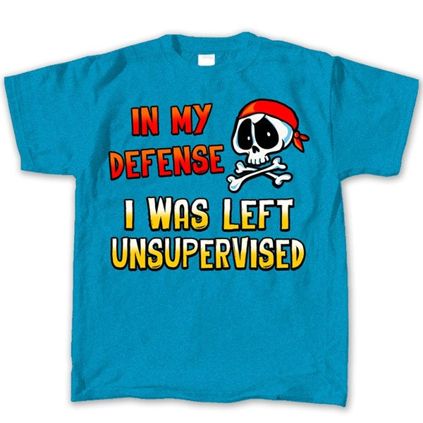 Pirate in My Defense I Was Left Unsupervised Youth T-Shirt