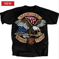 Thumbnail for Military Marine Flying Proud Eagle Flag T-Shirt