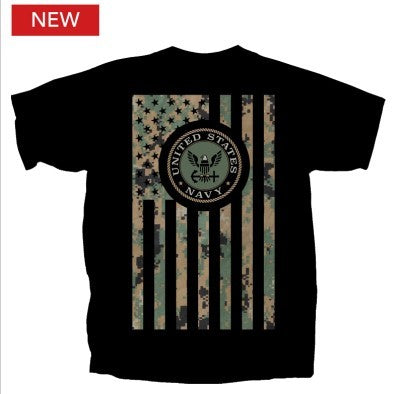 Military Navy Camo Flag W/ Logo T-Shirt