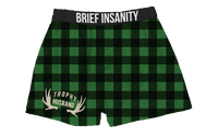 Thumbnail for BRIEF INSANITY Trophy Husband Green Plaid Boxer Shorts