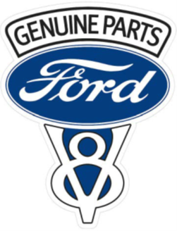 14” x 18” - FORD V8 - SHAPED AND EMBOSSED METAL SIGN - (2 PC PREPACK - $9.00 EACH)