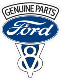 Thumbnail for 14” x 18” - FORD V8 - SHAPED AND EMBOSSED METAL SIGN - (2 PC PREPACK - $9.00 EACH)