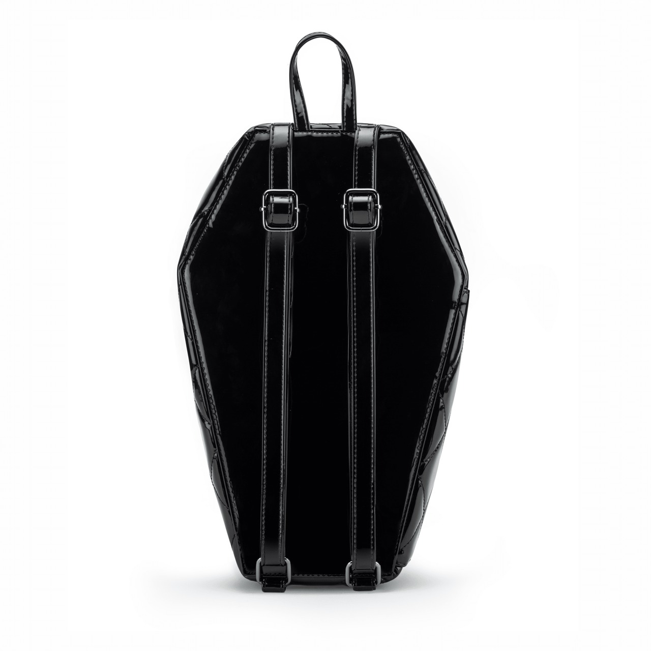 Mina Bat Studded Coffin Backpack - Vinyl Black