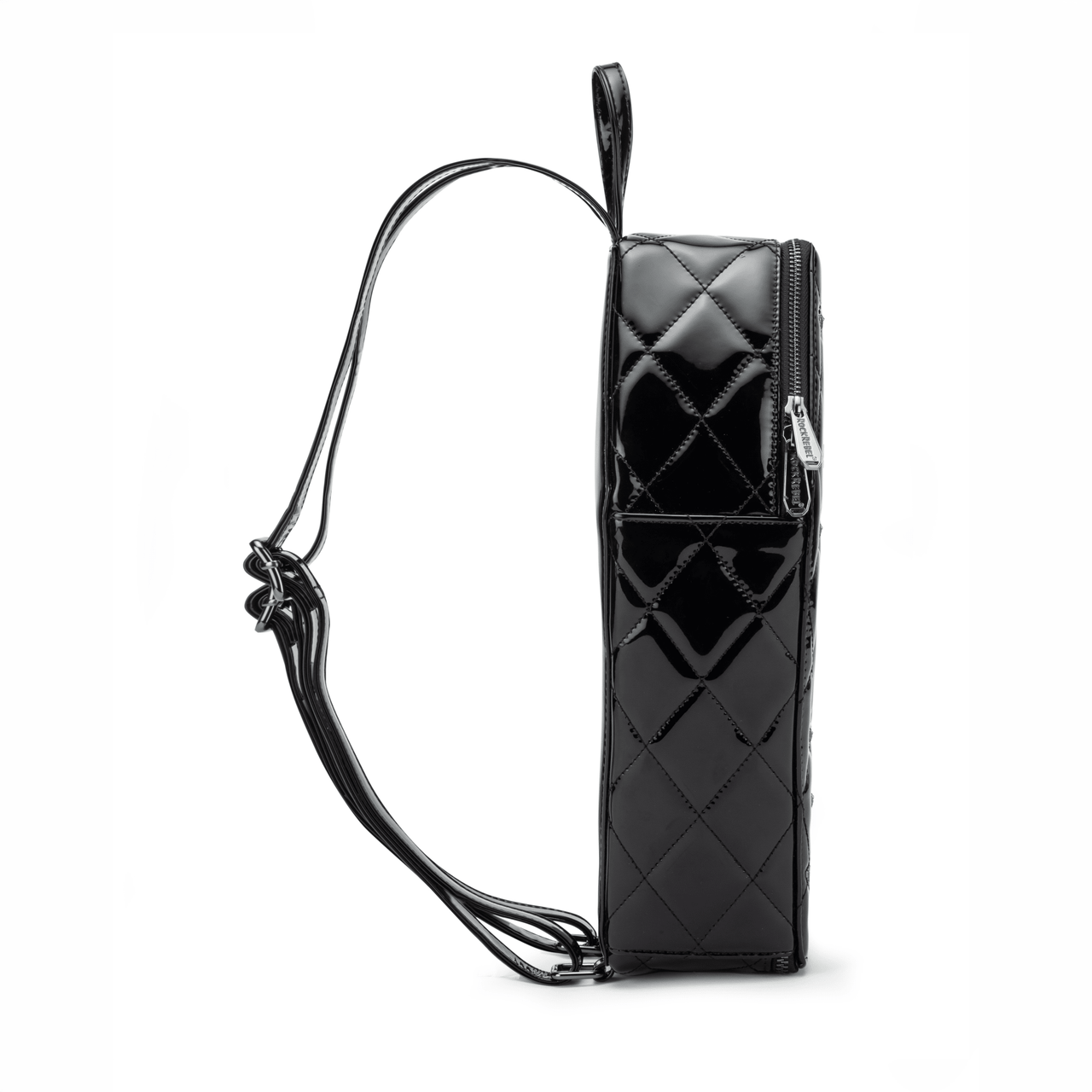 Mina Bat Studded Coffin Backpack - Vinyl Black