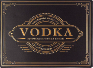 15.8X12 - VODKA SHAPED AND EMBOSSED METAL SIGN- (2 PC PREPACK - $9.00 EACH)