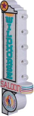 30x9 - WILD HORSE - 2 SIDED METAL SIGN - WITH LED BULBS- (2 PC PREPACK - $30.00 EACH)