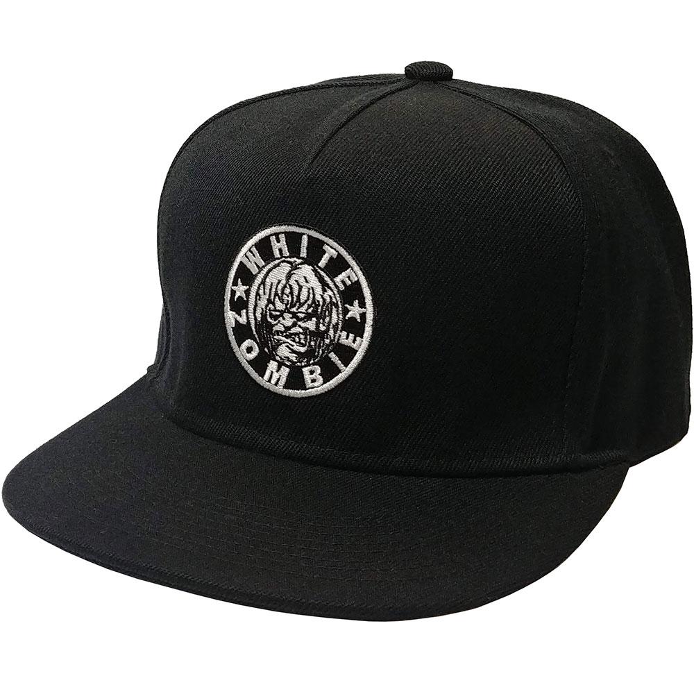 White Zombie Circle Logo Flat Brim Cap Hat