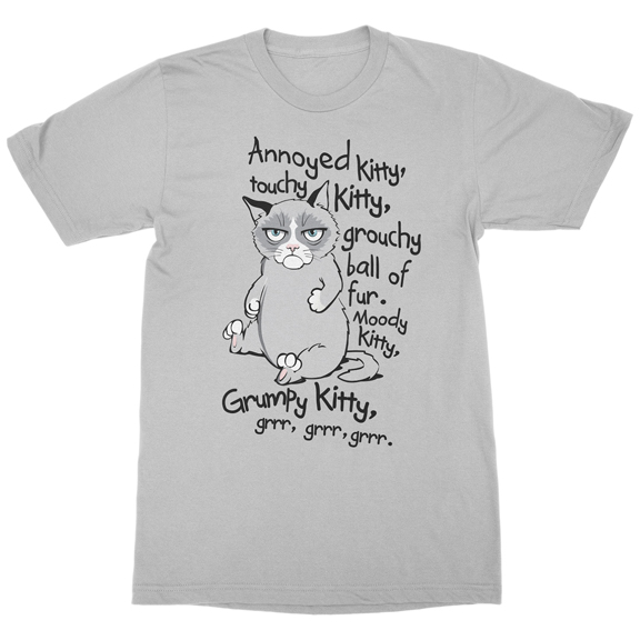 Original Licensed Grumpy Cat Annoyed Kitty grrr Gray Mens T-shirts Tee ...